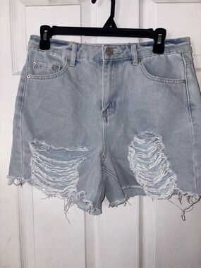 Indigo Rein Light Blue Distressed Denim Cutoff Shorts